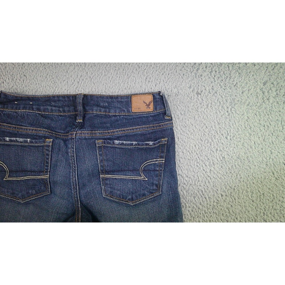 American Eagle Bermuda Shorts Women 4 Stretch‎ Low Rise Cuffed Fringe Hem Y2K - Picture 10 of 10